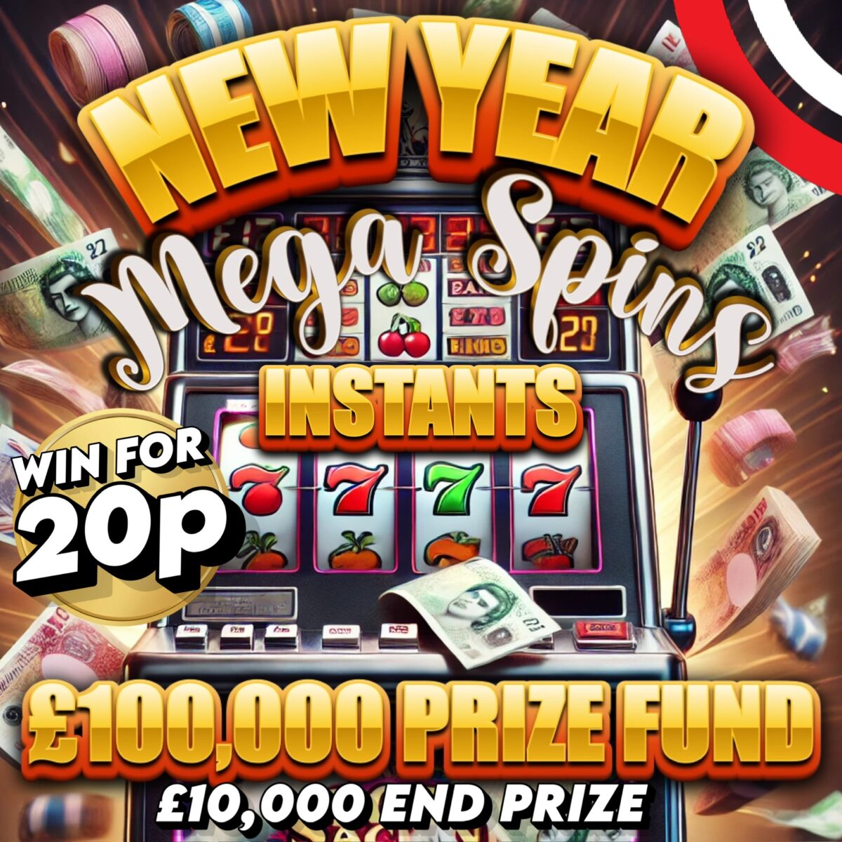 JANUARY MEGA SPINS INSTANT WIN - £100,000 IN PRIZES + £10,000 END PRIZE!